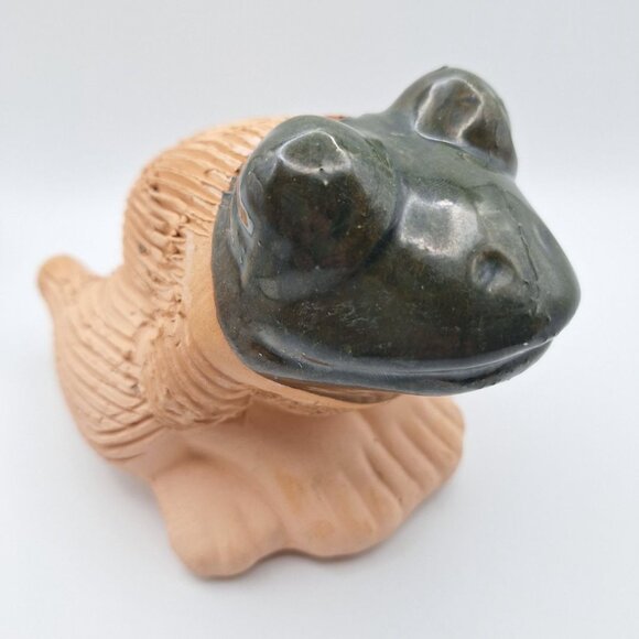 Frog Chia Grow Pet Set 4 Inch Handmade Vintage Home Garden Clay Animal Green - Picture 6 of 8